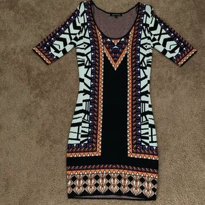 Aztec Body Con Dress - Size Medium